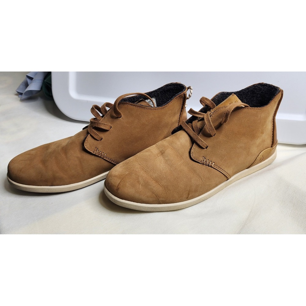 OluKai Men's 10.5 Brown Suede Chukka Boots Ankle Boots Lace Up Casual Shoes Fall
